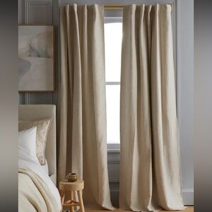 Quince 48x120 European Linen Room Darkening Curtain Panel Flax